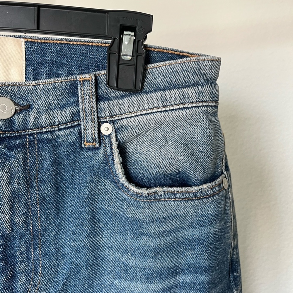 CQY x ANTHROPOLOGIE | Bliss High-Rise Bootcut Flare Raw Hem Jeans | Size 25 - Picture 4 of 10